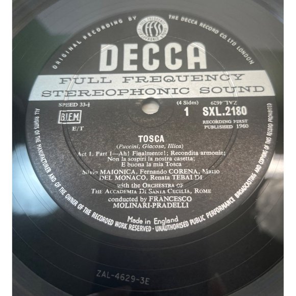 Puccini Tosca Tebaldi Del Monaco London DECCA SXL 2180-1 2LP 1ED Wallet Cover - Picture 6 of 11